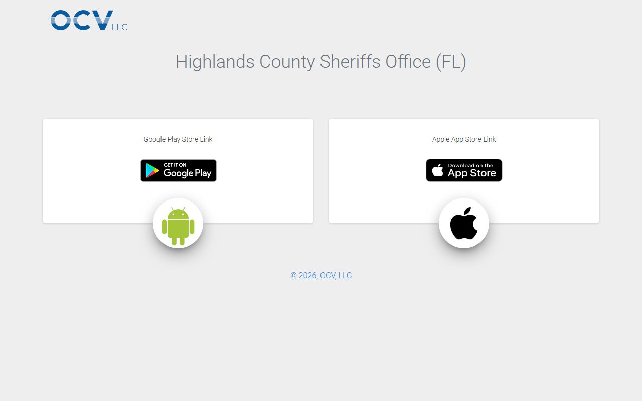 Highlands County Sheriff app download page that hosts current jail mugshots